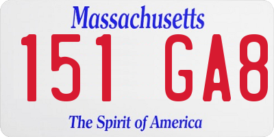 MA license plate 151GA8