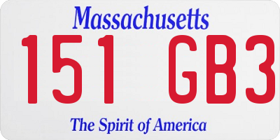 MA license plate 151GB3