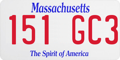 MA license plate 151GC3