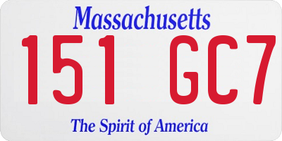 MA license plate 151GC7