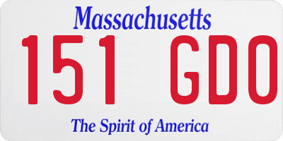 MA license plate 151GD0