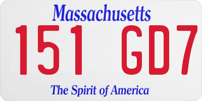 MA license plate 151GD7