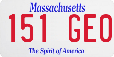 MA license plate 151GE0