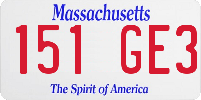 MA license plate 151GE3