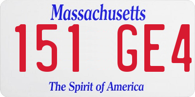 MA license plate 151GE4