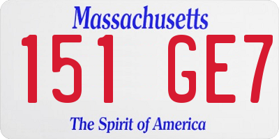 MA license plate 151GE7