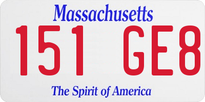 MA license plate 151GE8