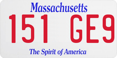 MA license plate 151GE9