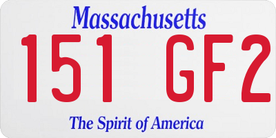 MA license plate 151GF2