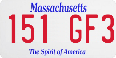 MA license plate 151GF3
