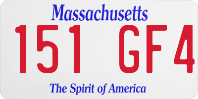 MA license plate 151GF4