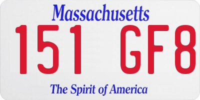 MA license plate 151GF8