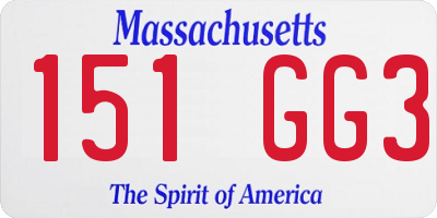 MA license plate 151GG3