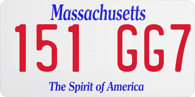 MA license plate 151GG7