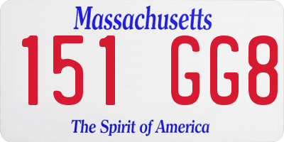 MA license plate 151GG8