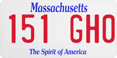 MA license plate 151GH0