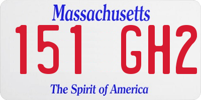MA license plate 151GH2
