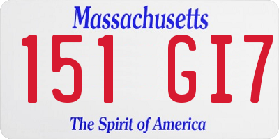 MA license plate 151GI7