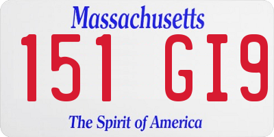 MA license plate 151GI9
