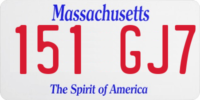 MA license plate 151GJ7
