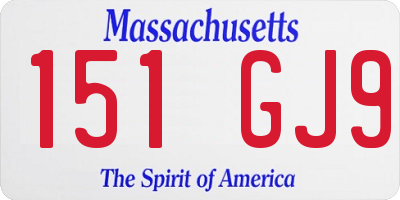 MA license plate 151GJ9