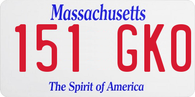 MA license plate 151GK0