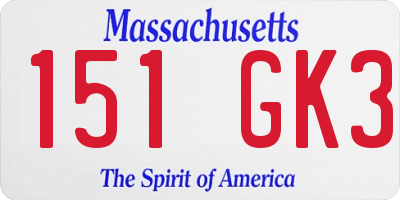 MA license plate 151GK3