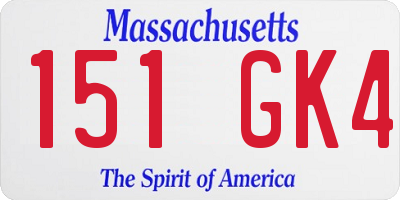 MA license plate 151GK4