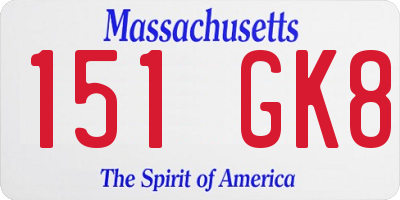 MA license plate 151GK8