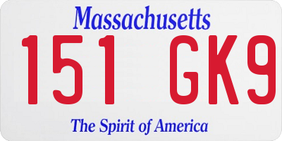 MA license plate 151GK9