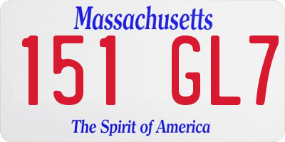 MA license plate 151GL7