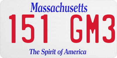 MA license plate 151GM3