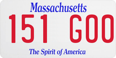 MA license plate 151GO0