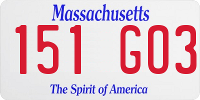 MA license plate 151GO3