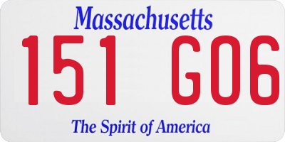 MA license plate 151GO6