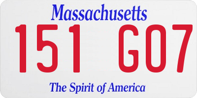 MA license plate 151GO7
