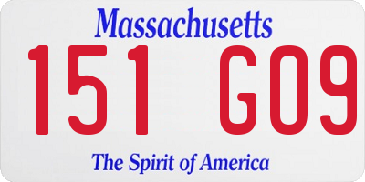 MA license plate 151GO9