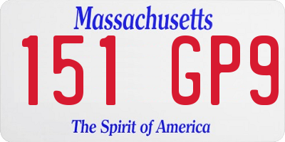 MA license plate 151GP9