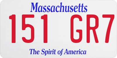 MA license plate 151GR7