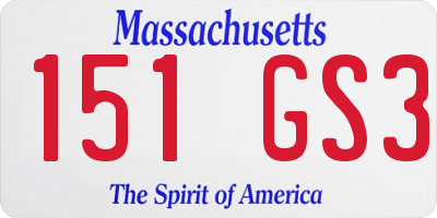 MA license plate 151GS3