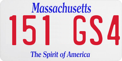 MA license plate 151GS4