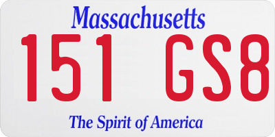 MA license plate 151GS8
