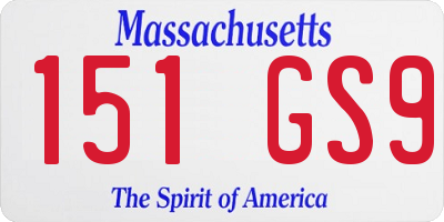 MA license plate 151GS9
