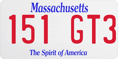 MA license plate 151GT3
