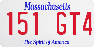 MA license plate 151GT4
