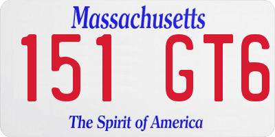 MA license plate 151GT6