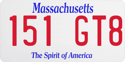 MA license plate 151GT8