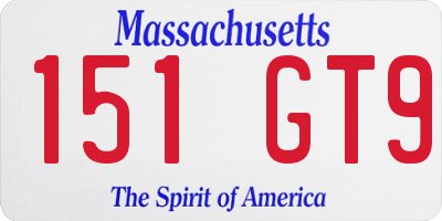 MA license plate 151GT9