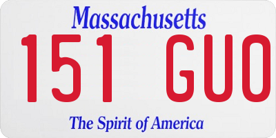 MA license plate 151GU0