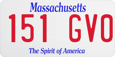 MA license plate 151GV0